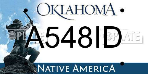 A548ID Oklahoma License Plate