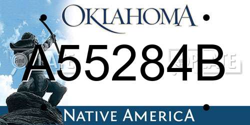A55284B Oklahoma License Plate