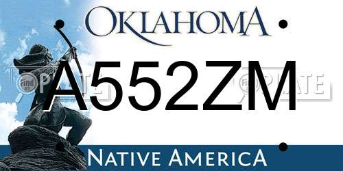 A552ZM Oklahoma License Plate