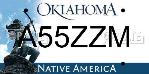 A55ZZM Oklahoma License Plate