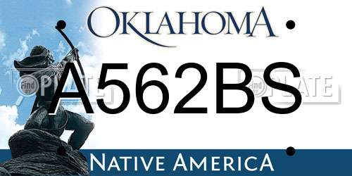 A562BS Oklahoma License Plate