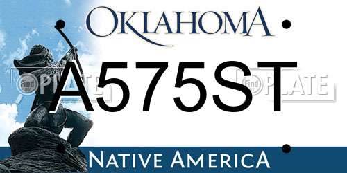 A575ST Oklahoma License Plate