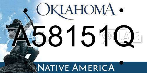 A58151Q Oklahoma License Plate