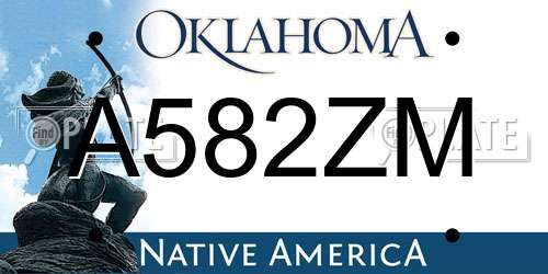 A582ZM Oklahoma License Plate