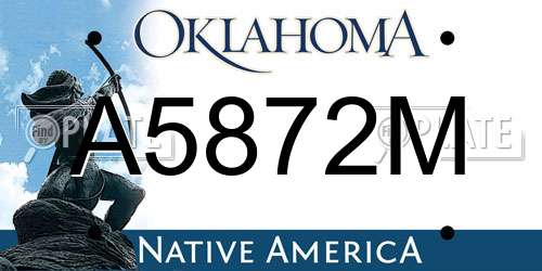 A5872M Oklahoma License Plate