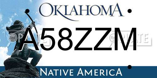 A58ZZM Oklahoma License Plate