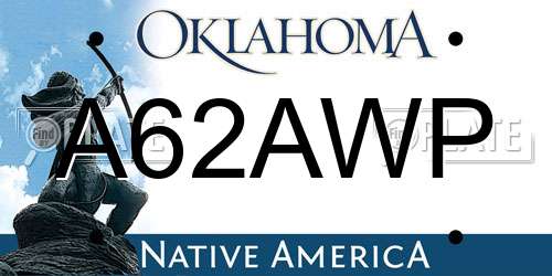 A62AWP Oklahoma License Plate