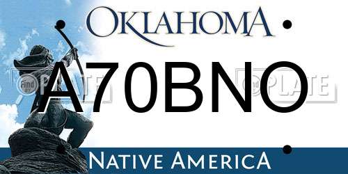 A70BNO Oklahoma License Plate