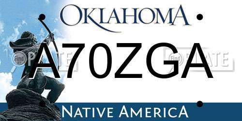 A70ZGA Oklahoma License Plate