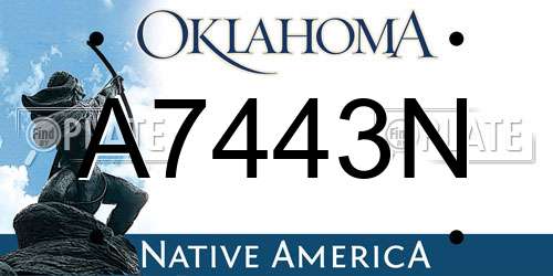 A7443N Oklahoma License Plate