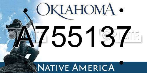A755137 Oklahoma License Plate