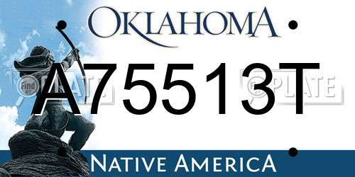 A75513T Oklahoma License Plate