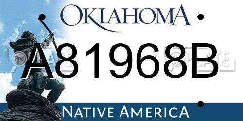 A81968B Oklahoma License Plate