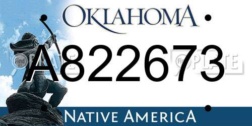 A822673 Oklahoma License Plate