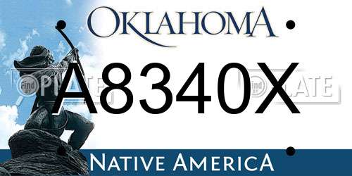 A8340X Oklahoma License Plate