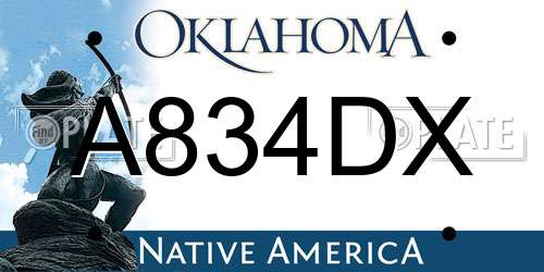 A834DX Oklahoma License Plate