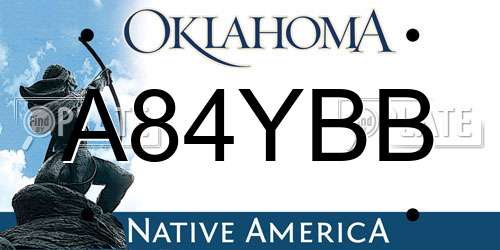 A84YBB Oklahoma License Plate