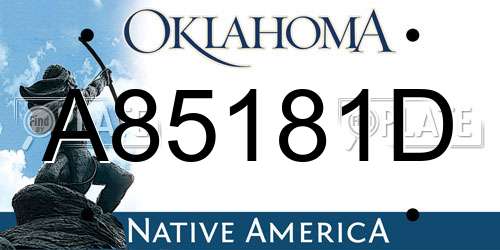 A85181D Oklahoma License Plate