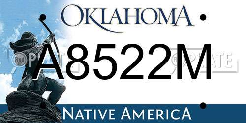 A8522M Oklahoma License Plate