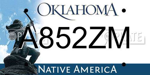 A852ZM Oklahoma License Plate