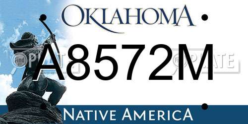 A8572M Oklahoma License Plate