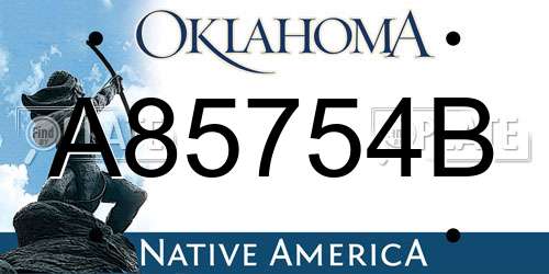 A85754B Oklahoma License Plate