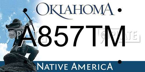 A857TM Oklahoma License Plate