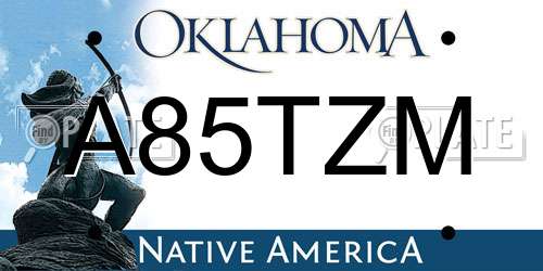 A85TZM Oklahoma License Plate