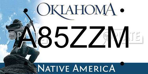A85ZZM Oklahoma License Plate