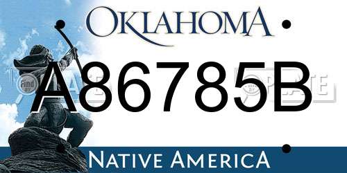 A86785B Oklahoma License Plate
