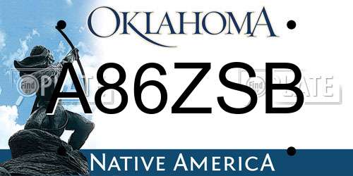A86ZSB Oklahoma License Plate