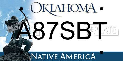 A87SBT Oklahoma License Plate