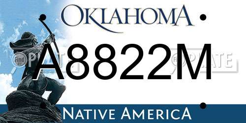A8822M Oklahoma License Plate