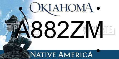 A882ZM Oklahoma License Plate