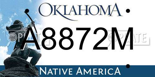 A8872M Oklahoma License Plate