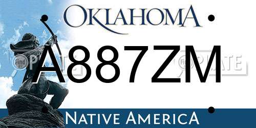 A887ZM Oklahoma License Plate