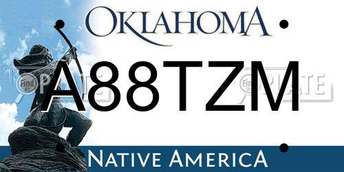 A88TZM Oklahoma License Plate