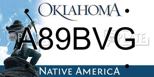 A89BVG Oklahoma License Plate