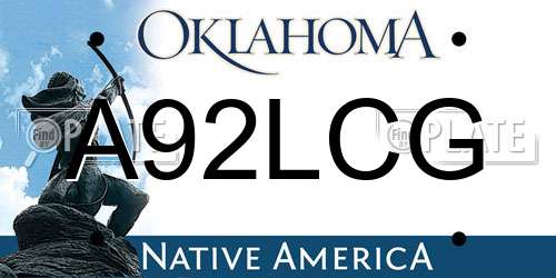 A92LCG Oklahoma License Plate