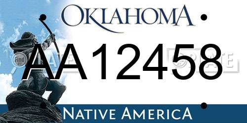 AA12458 Oklahoma License Plate