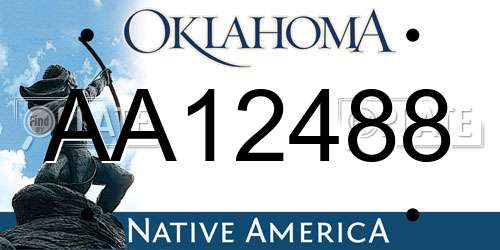 AA12488 Oklahoma License Plate