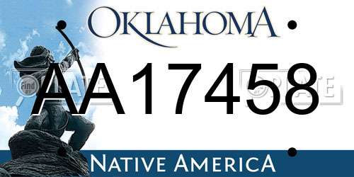 AA17458 Oklahoma License Plate