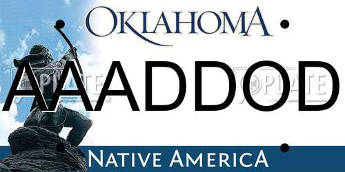 AAADDOD Oklahoma License Plate