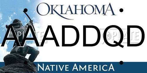 AAADDQD Oklahoma License Plate