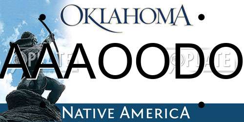 AAAOODO Oklahoma License Plate