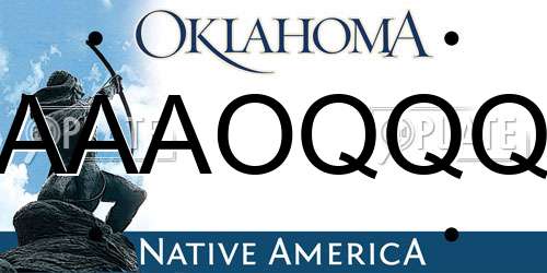 AAAOQQQ Oklahoma License Plate