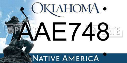 AAE748 Oklahoma License Plate