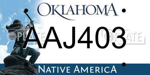 AAJ403 Oklahoma License Plate