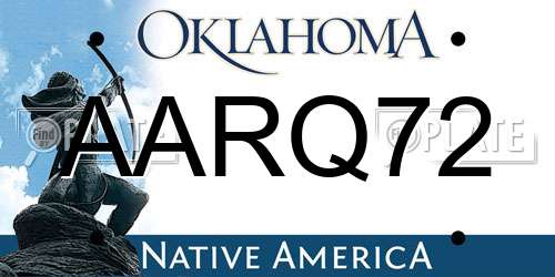 AARQ72 Oklahoma License Plate
