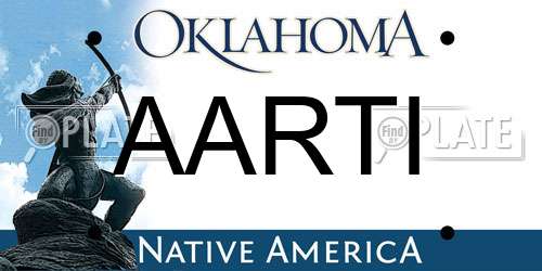 AARTI Oklahoma License Plate